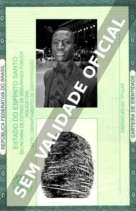 Imagem hipotética representando a carteira de identidade de Welket Bungué