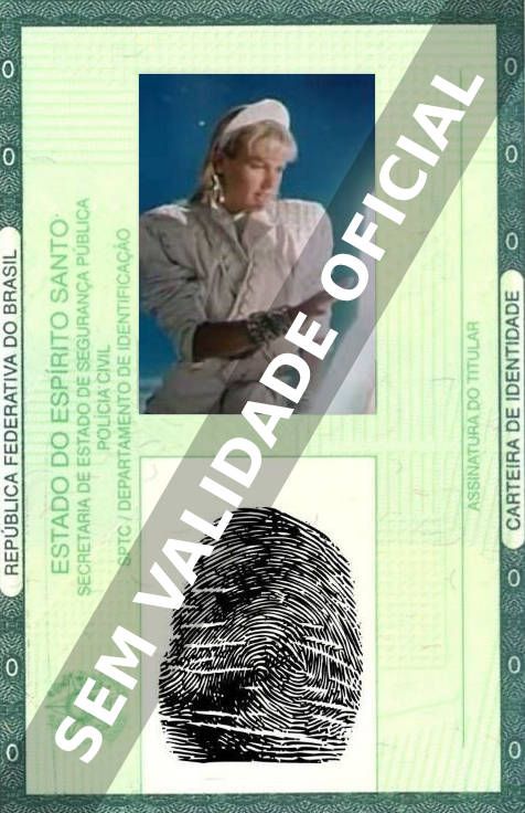 Imagem hipotética representando a carteira de identidade de Xuxa