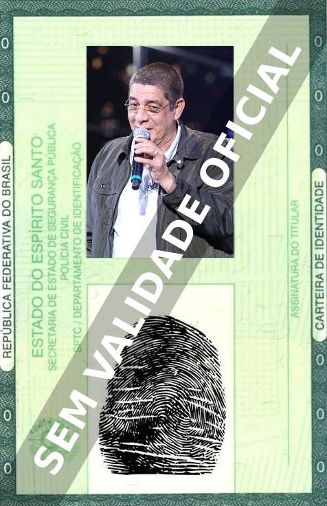 Imagem hipotética representando a carteira de identidade de Zeca Pagodinho