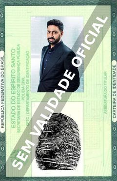 Imagem hipotética representando a carteira de identidade de Abhishek Bachchan