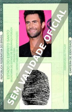 Imagem hipotética representando a carteira de identidade de Adam Levine