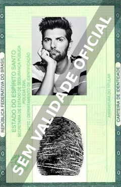 Imagem hipotética representando a carteira de identidade de Adam Scott