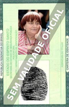 Imagem hipotética representando a carteira de identidade de Agnès Varda