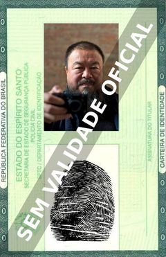 Imagem hipotética representando a carteira de identidade de Ai Weiwei