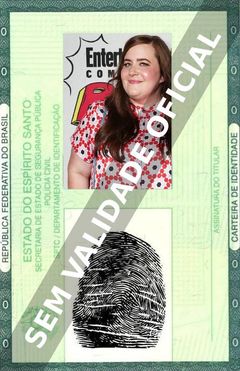 Imagem hipotética representando a carteira de identidade de Aidy Bryant