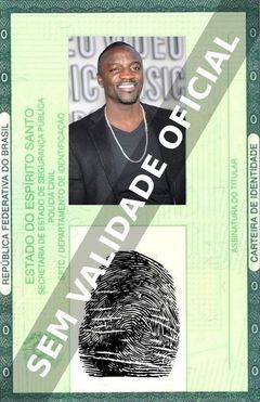 Imagem hipotética representando a carteira de identidade de Akon