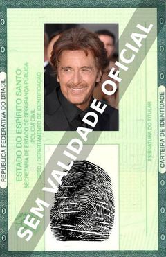 Imagem hipotética representando a carteira de identidade de Al Pacino