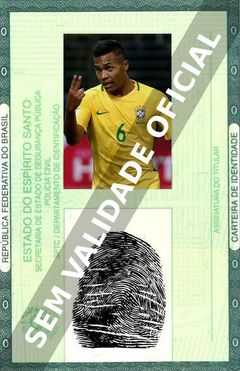 Imagem hipotética representando a carteira de identidade de Alex Sandro