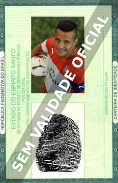 Imagem hipotética representando a carteira de identidade de Alexis Sánchez