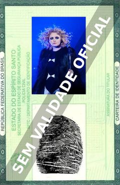 Imagem hipotética representando a carteira de identidade de Alison Goldfrapp
