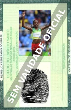 Imagem hipotética representando a carteira de identidade de Almaz Ayana