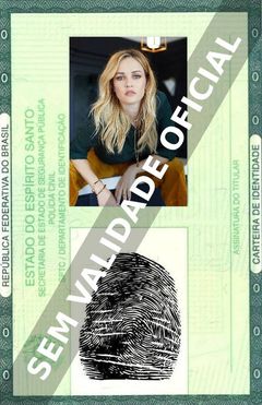 Imagem hipotética representando a carteira de identidade de Ambyr Childers