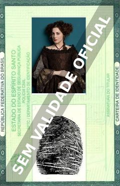 Imagem hipotética representando a carteira de identidade de Amira Casar