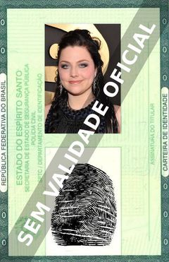 Imagem hipotética representando a carteira de identidade de Amy Lee