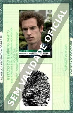 Imagem hipotética representando a carteira de identidade de Andy Murray