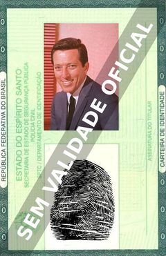 Imagem hipotética representando a carteira de identidade de Andy Williams