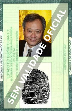 Imagem hipotética representando a carteira de identidade de Ang Lee