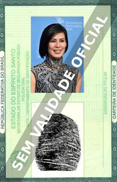 Imagem hipotética representando a carteira de identidade de Angel Aquino