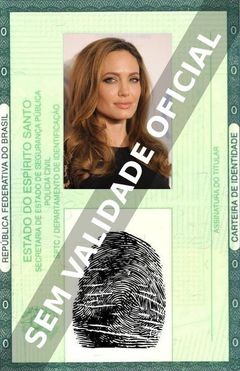 Imagem hipotética representando a carteira de identidade de Angelina Jolie