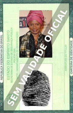 Imagem hipotética representando a carteira de identidade de Angélique Kidjo