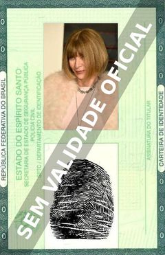 Imagem hipotética representando a carteira de identidade de Anna Wintour