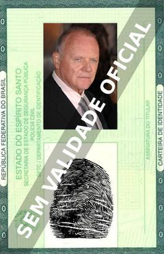 Imagem hipotética representando a carteira de identidade de Anthony Hopkins