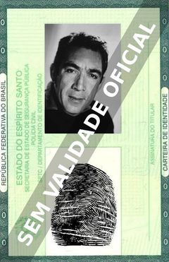 Imagem hipotética representando a carteira de identidade de Anthony Quinn