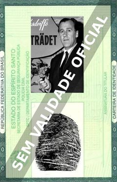 Imagem hipotética representando a carteira de identidade de Arne Sucksdorff