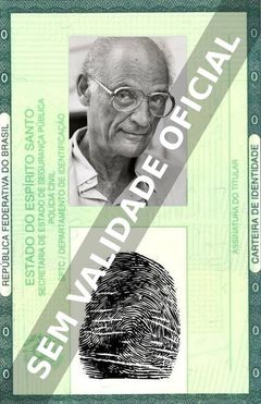 Imagem hipotética representando a carteira de identidade de Arthur Miller