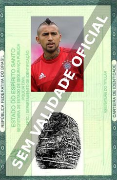 Imagem hipotética representando a carteira de identidade de Arturo Vidal