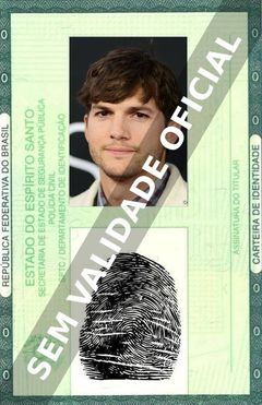 Imagem hipotética representando a carteira de identidade de Ashton Kutcher