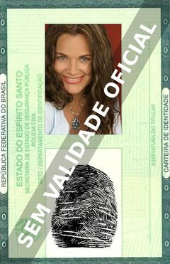 Imagem hipotética representando a carteira de identidade de Athena Massey