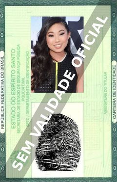 Imagem hipotética representando a carteira de identidade de Awkwafina