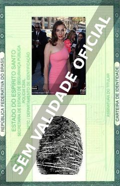 Imagem hipotética representando a carteira de identidade de Ayelet Zurer