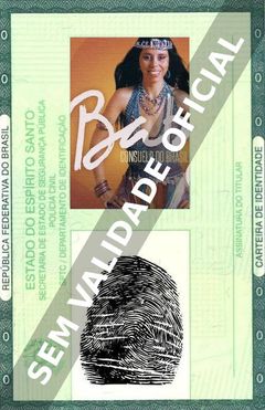 Imagem hipotética representando a carteira de identidade de Baby do Brasil (Baby Consuelo)