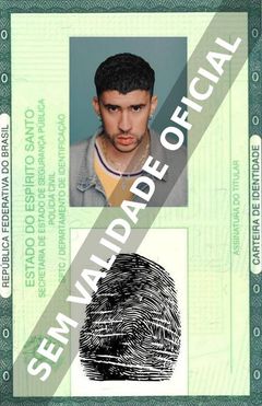 Imagem hipotética representando a carteira de identidade de Bad Bunny