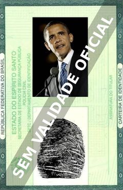 Imagem hipotética representando a carteira de identidade de Barack Obama