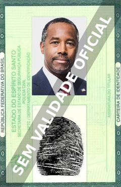 Imagem hipotética representando a carteira de identidade de Ben Carson