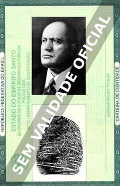 Imagem hipotética representando a carteira de identidade de Benito Mussolini