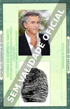 Imagem hipotética representando a carteira de identidade de Bernard-Henri Lévy