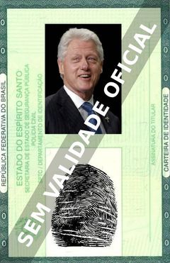 Imagem hipotética representando a carteira de identidade de Bill Clinton