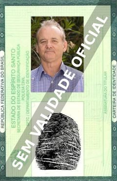 Imagem hipotética representando a carteira de identidade de Bill Murray