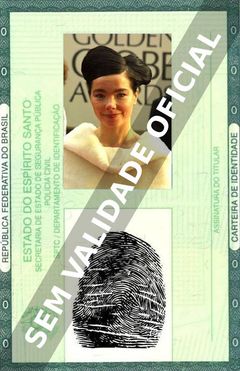 Imagem hipotética representando a carteira de identidade de Björk