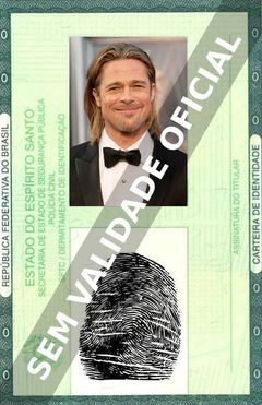 Imagem hipotética representando a carteira de identidade de Brad Pitt