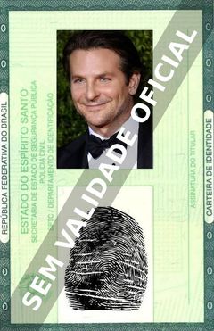 Imagem hipotética representando a carteira de identidade de Bradley Cooper