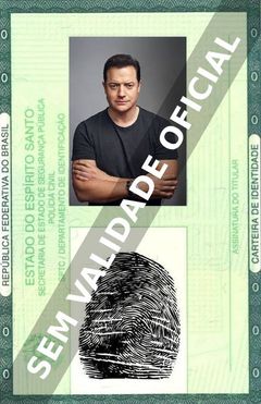 Imagem hipotética representando a carteira de identidade de Brendan Fraser