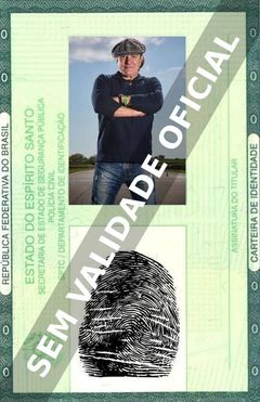 Imagem hipotética representando a carteira de identidade de Brian Johnson