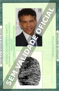 Imagem hipotética representando a carteira de identidade de Brian Stokes Mitchell