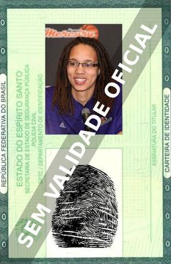 Imagem hipotética representando a carteira de identidade de Brittney Griner