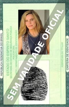 Imagem hipotética representando a carteira de identidade de Bruna Lombardi